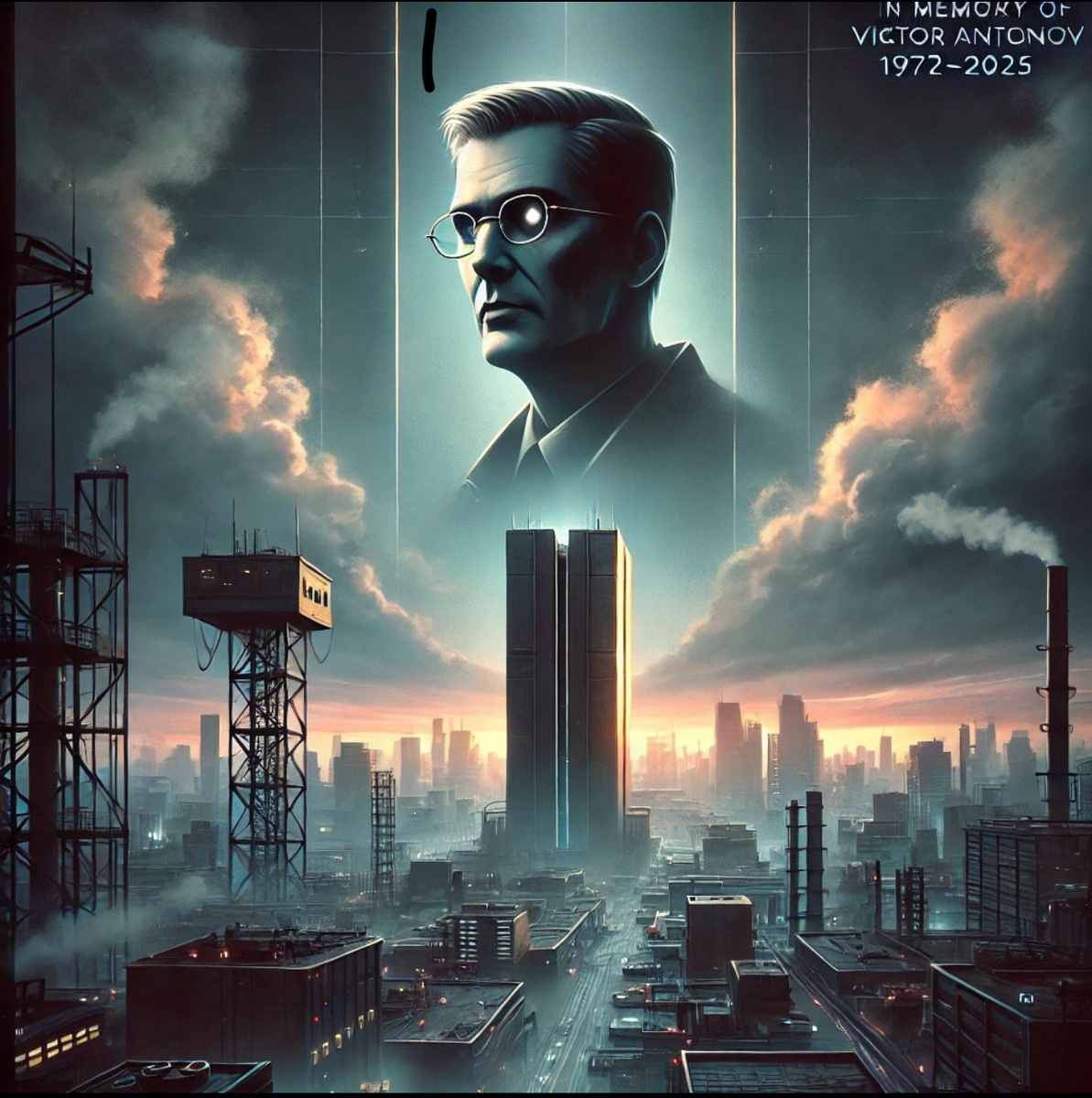 Постер в память о Викторе Антонове. Он передаёт мрачную атмосферу его работ, с отсылкой к City 17 и Dishonored.