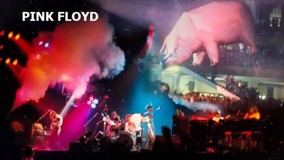 Pink Floyd на выступлении в 1977 году