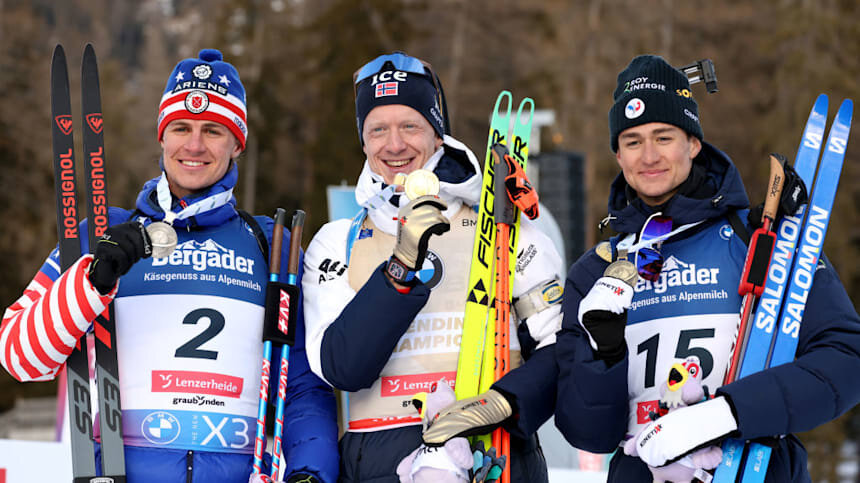 На чемпионате мира-2025 Кэмпбелл Райт завоевал серебро в спринте и гонке преследования, уступив лишь Йоханнесу Бе (2025 Getty Images)