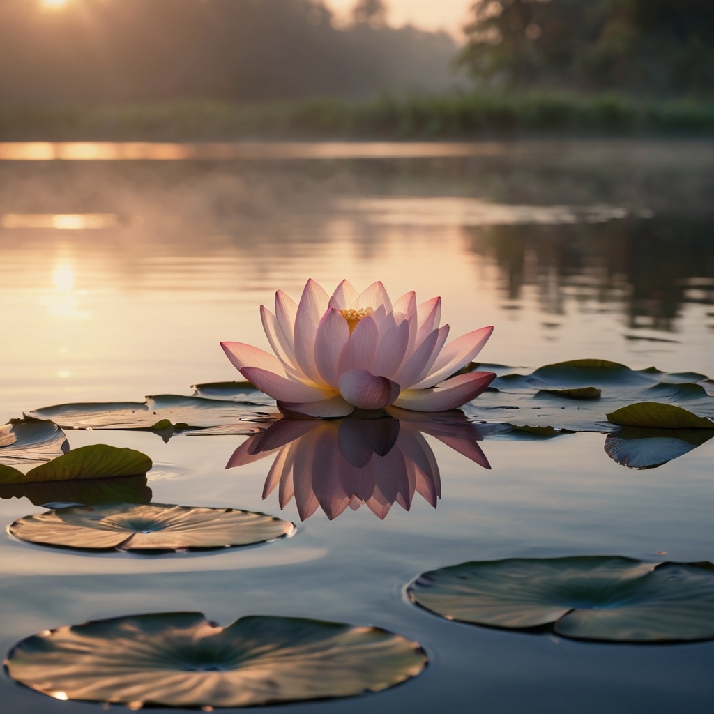 Лотос на воде – символ чистоты сознания и духовного пробуждения в буддизме.