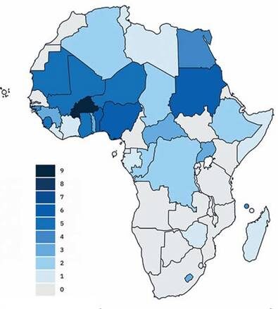   составлено по Voice of Africa: Количество успешных военных переворотов в странах Африки за последние полвека