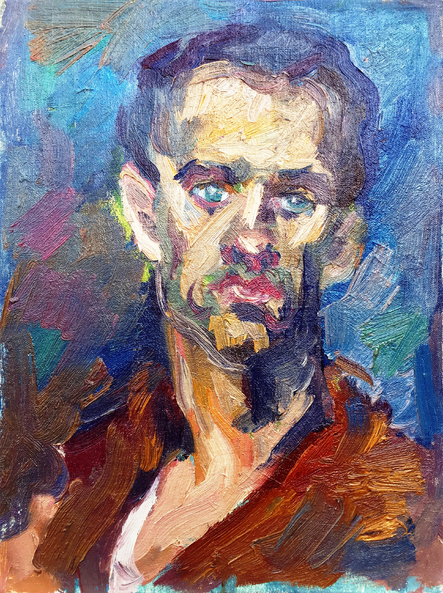 Автопортрет. 1978. Холст на картоне, масло. Гурьянов Владимир Степанович (1956 - 2019).    