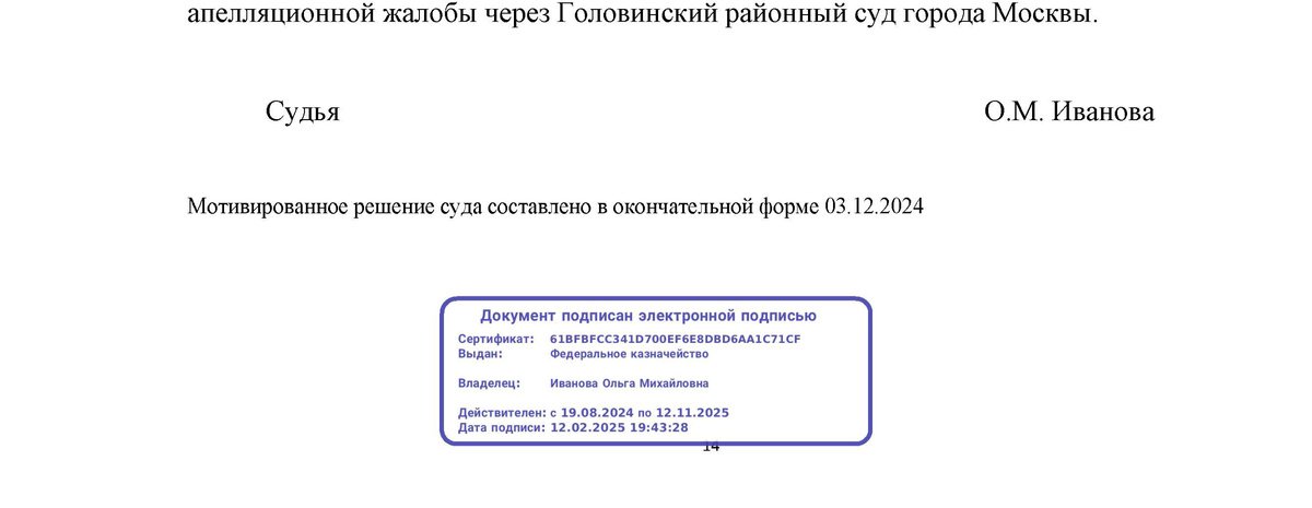 Фрагмент решения суда от 12.02.2025 19:43