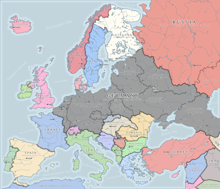 Карта мира на момент окончания Второй Мировой Войны в этом мире