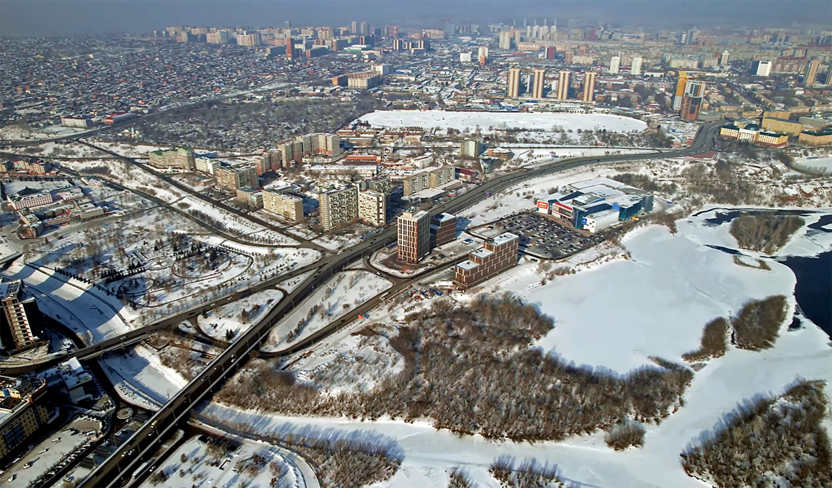     Фешенебельный отель хотят разместить вот на этом пятачке за мостом, прямо в месте слияния Качи и Енисея. Площадь территории под гостиницу составит 1,84 га