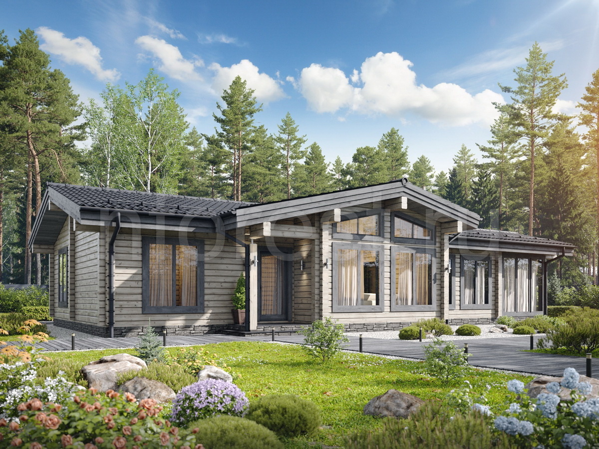 Проект одноэтажного дома из клееного бруса "Исландия"  — 159м2