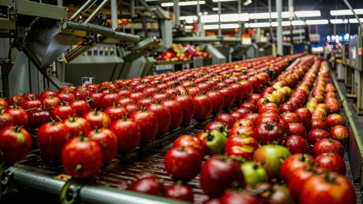 Обработка яблок Шеллаком.