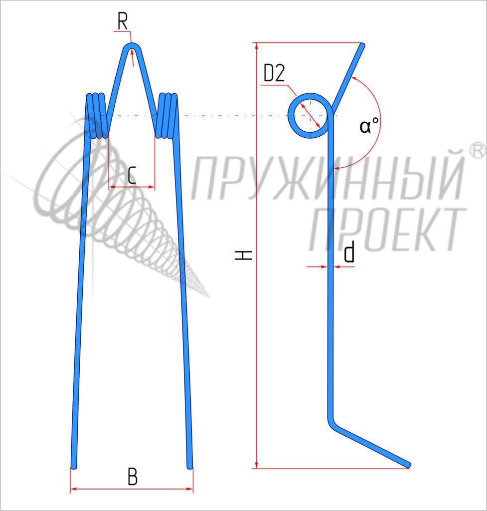 Двойной зуб штригельной бороны