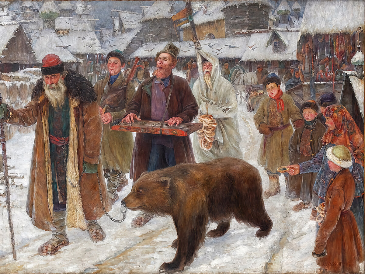 Фрагмент картины Петра Ивановича Субботина-Пермяка «Песнь скоморохов», 1910 г., 