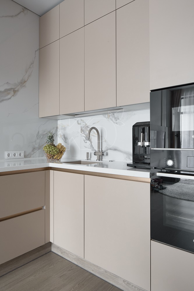 Фасады утончённого песочного оттенка из экоплиты Egger