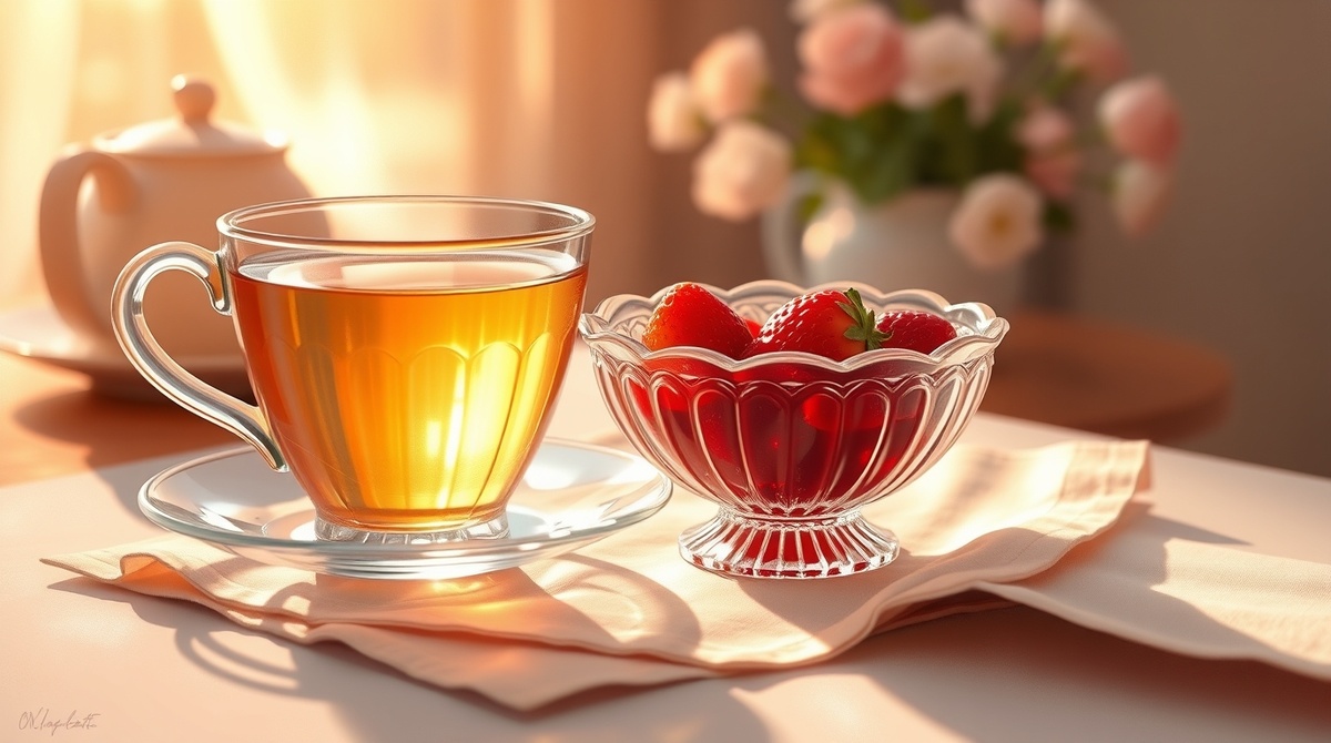 Чашка чая с клубничным вареньем - маленькое счастье для души