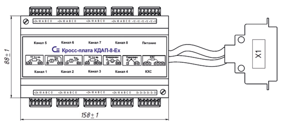 Рис. 1. Кросс-плата КДАП-8-Ех для подключения к регистратору Ш932.9А-29.016