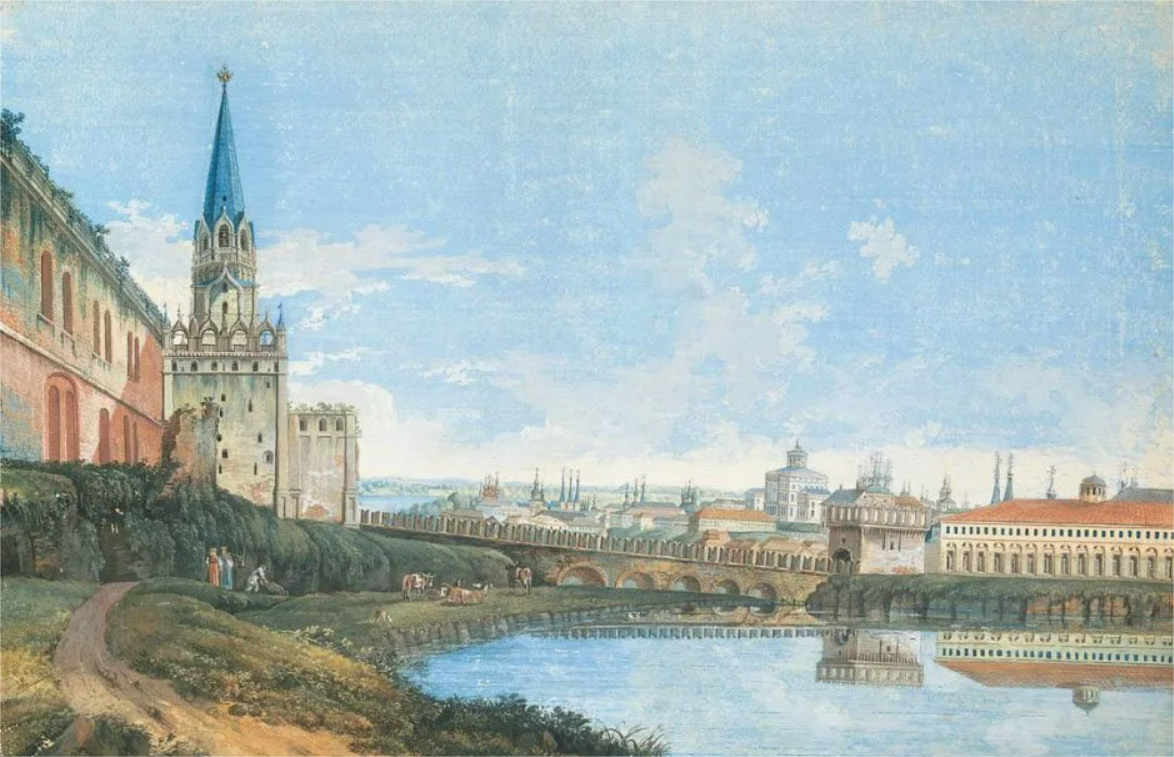 Москва 1800-х,  акварель Федора Алексеева