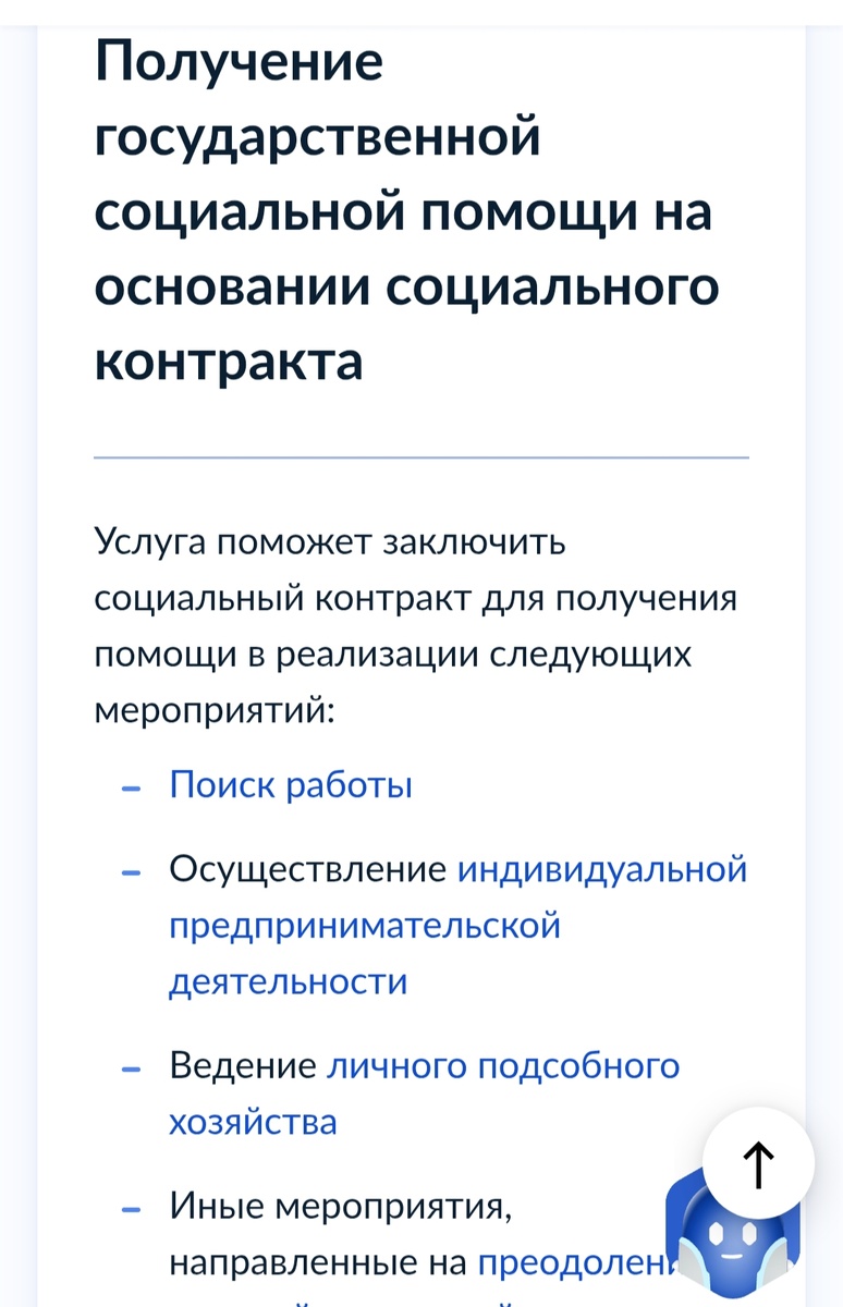 Так выглядит страница сайта Госуслуг для подачи заявления на соцконтракт