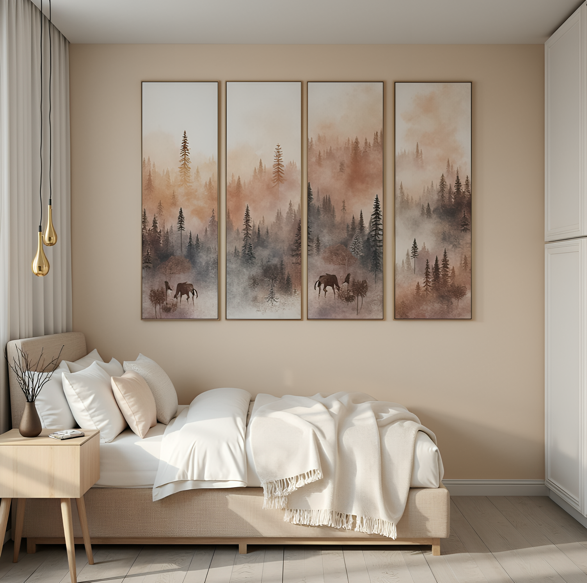 спальня в бежевых тонах