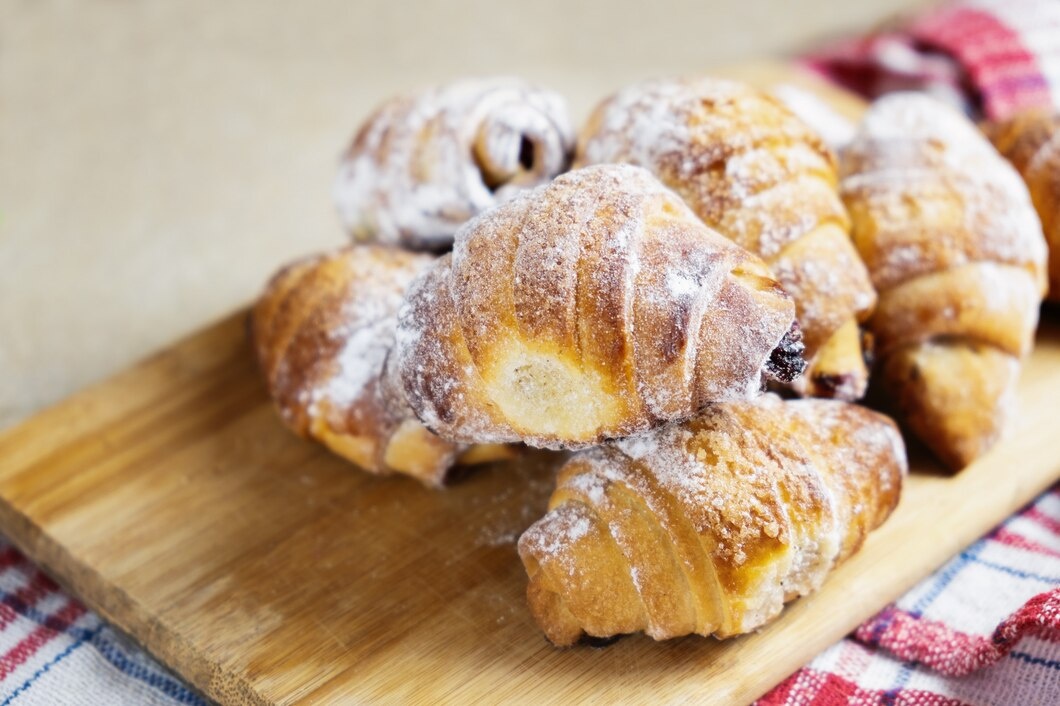 Дрожжевые рогалики с повидлом