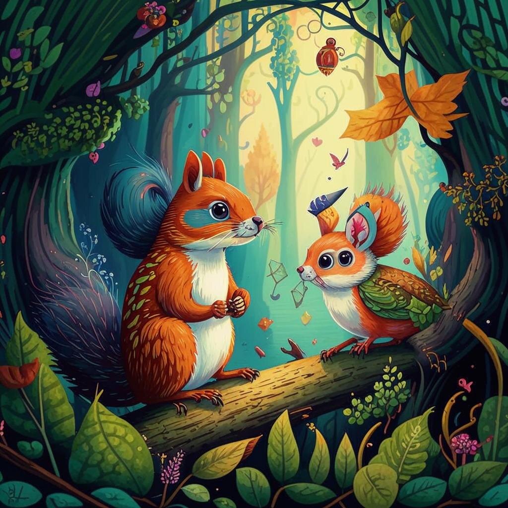 Друзья белочка Ляля и воробей Пип