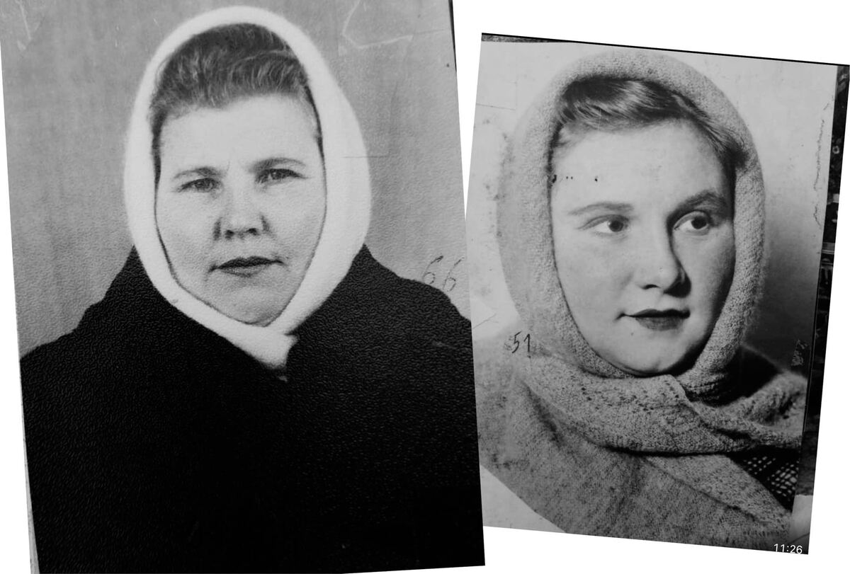 Бабушка Поля (1966 год) и тётя Кима (1951 год) в будённовских пуховых платках. Фото из личного архива