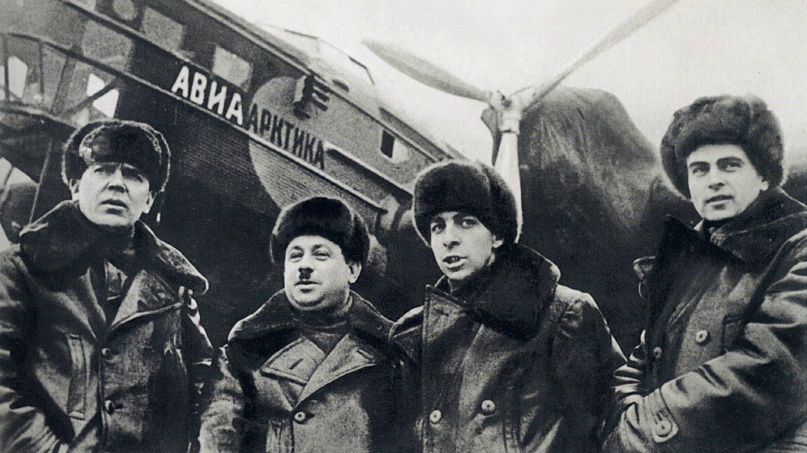 Четверка папанинцев: Э. Кренкель, И. Папанин, Е. Федоров, П. Ширшов