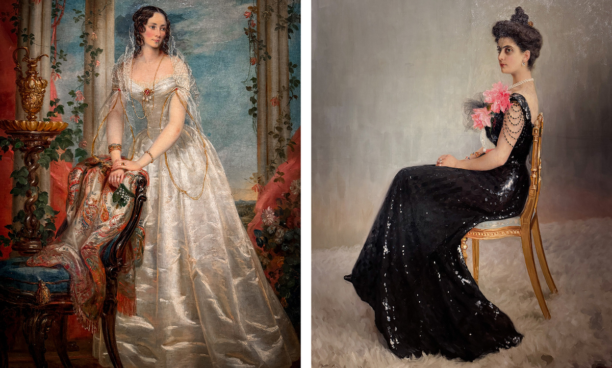 К. Робертсон "Портрет З.И. Юсуповой и Н. Богданов-Бельский "Портрет княгини М.А. Абмелек-Лазаревой. "Драгоценности! Блеск русского двора"