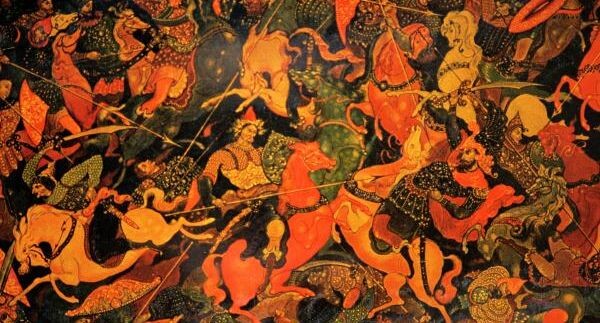    Иллюстрация к «Слову о полку Игореве» — «Битва», 1932 год. Работа палехского художника-миниатюриста Ивана Ивановича Голикова (1887-1937) / РИА «Новости»