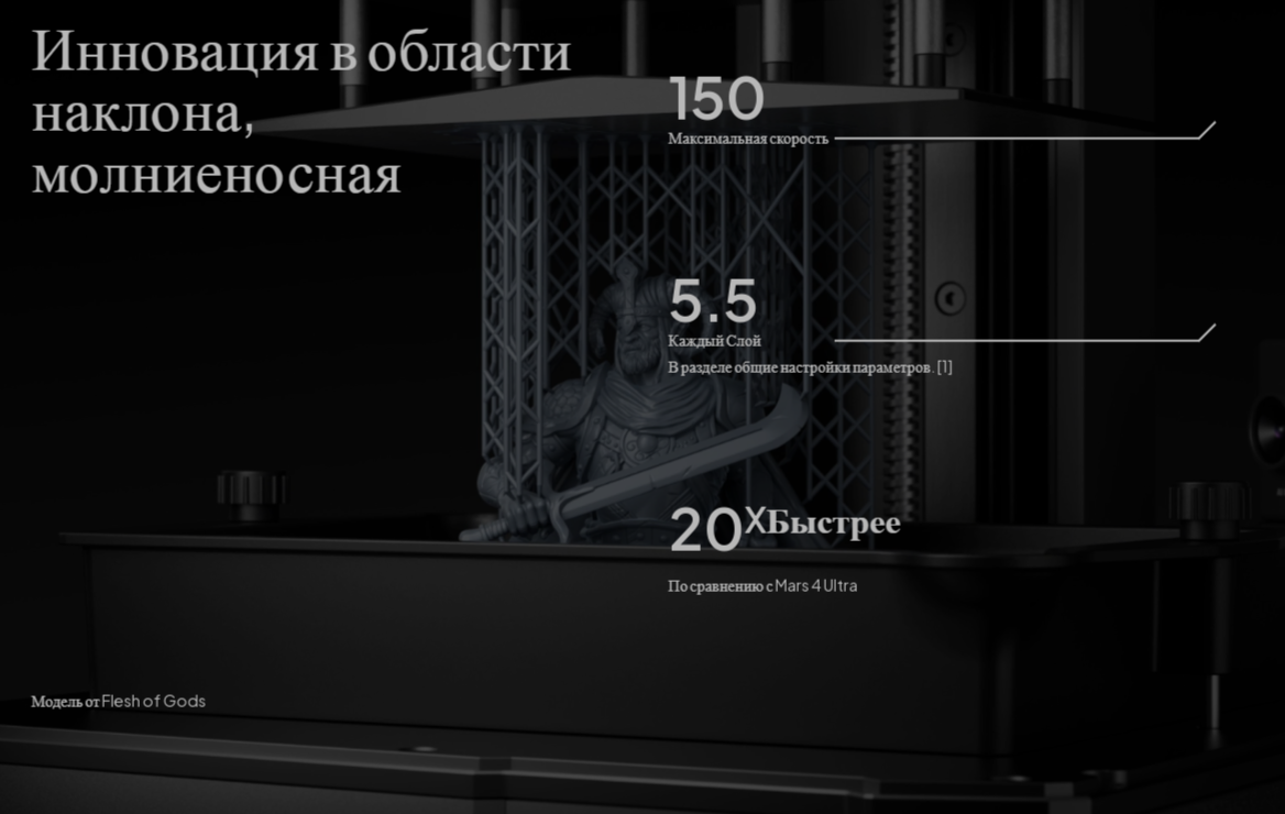 Скриншот сайта Elegoo с рекламой инновационного наклона ванны