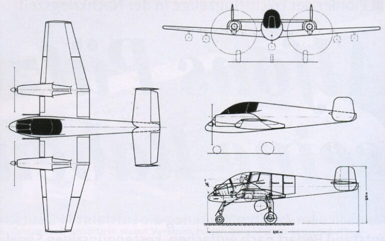одноместный вариант EWR Typ 460/2 был еще более компактным, поскольку размах крыла составлял всего 11,50 м, а длина фюзеляжа – 8,00 м. Минимальная скорость с выпущенными закрылками для обоих типов была рассчитана равной 110 км/ч, что всего на семь километров в час превышало расчетную посадочную скорость
