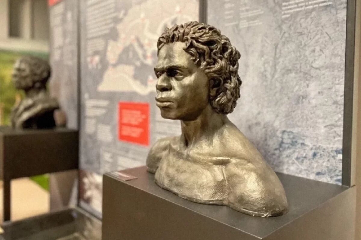    Скульптурная реконструкция изображает, как выглядел человек того времени.