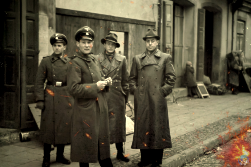 1942 год. Сотрудники Гестапо в процессе расследования.