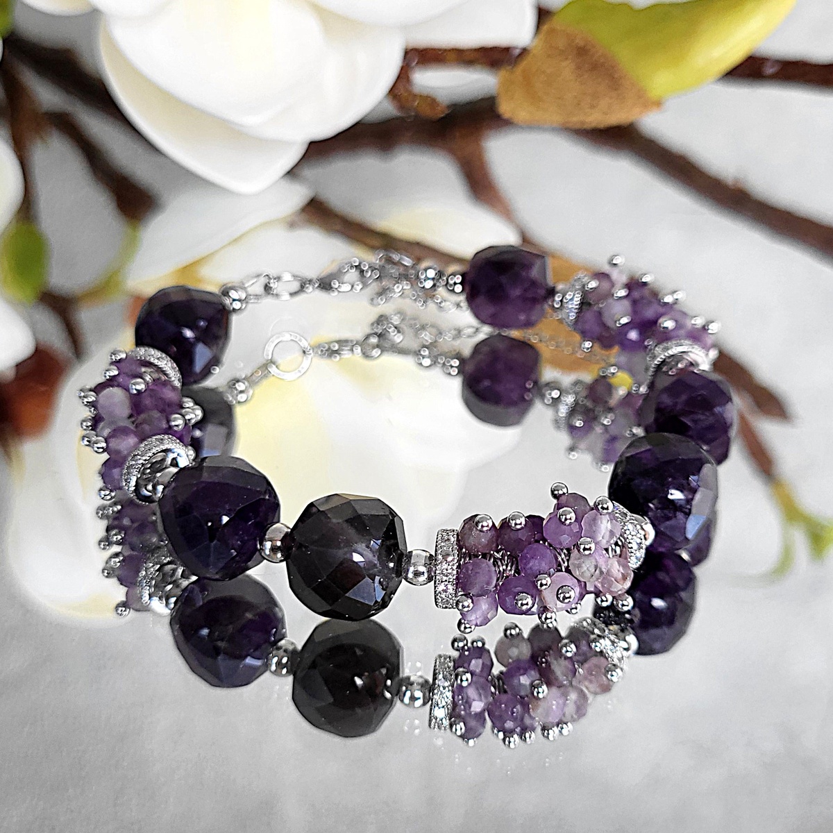 Браслет гроздь из аметиста
