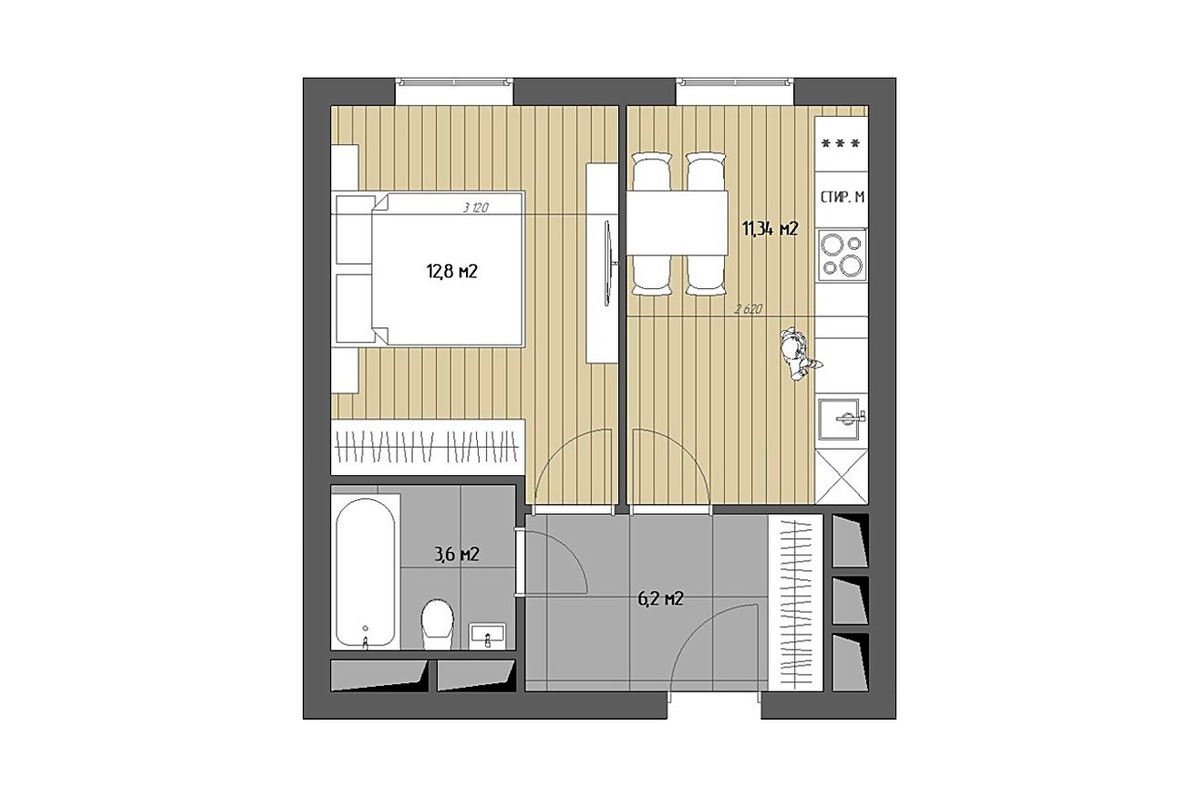 Исходная планировка (версия застройщика)