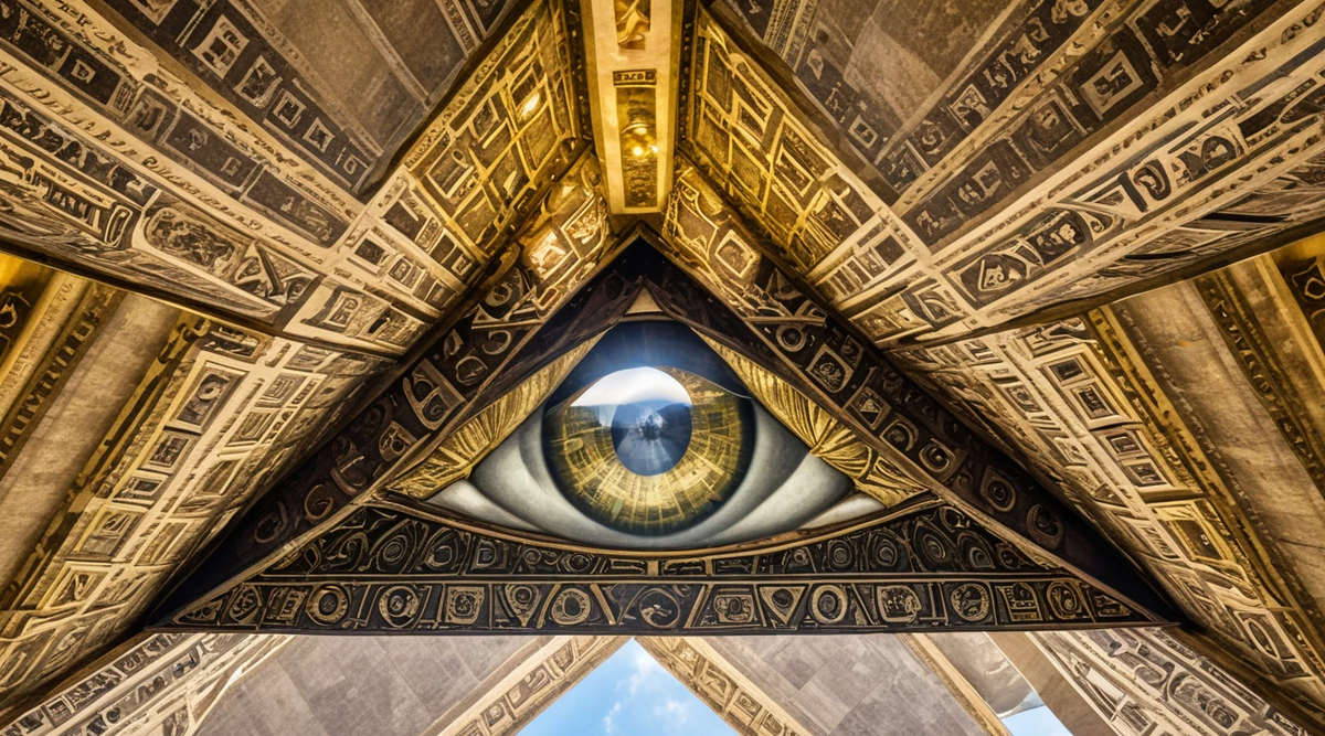 Око — один из древнейших символов. Вспомним Око древнеегипетского бога Гора. Треугольник, как символ троицы или символ — трёх городов-центров управления.