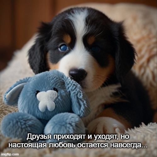 Собака с любимой игрушкой