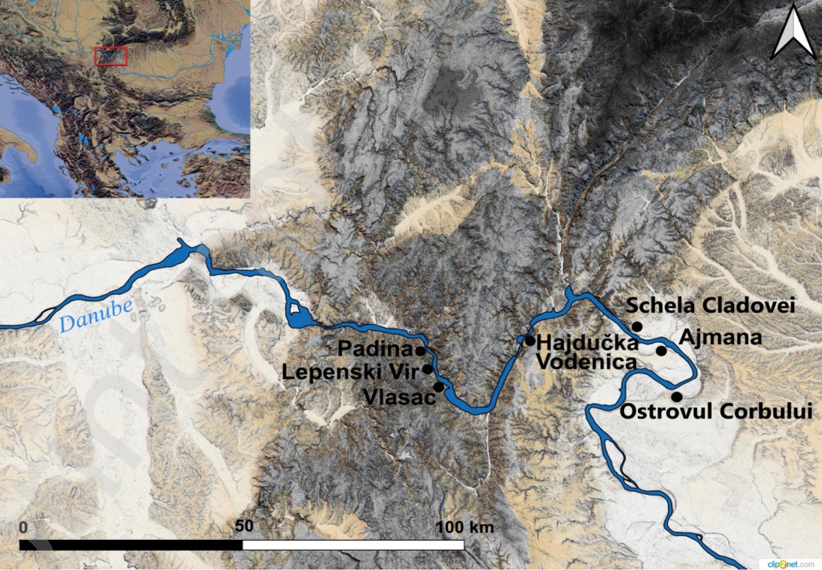 Место обнаружения захоронений в Лепенски Вир (Сербия).