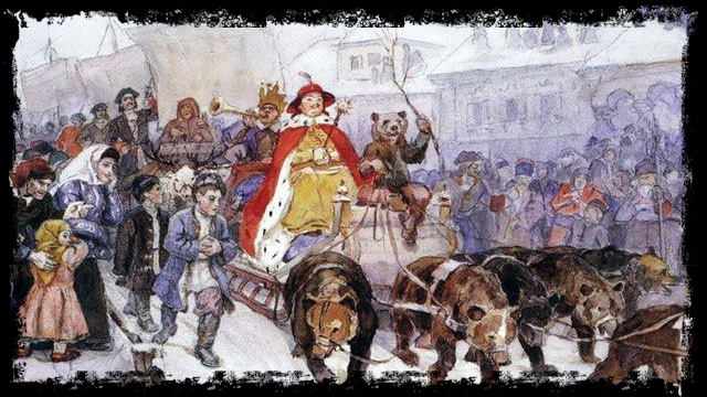 Суриков В. И. "Большой маскарад в 1722 году на улицах Москвы с участием Петра I и князя И. Ф, Ромодановского" 1900 год.