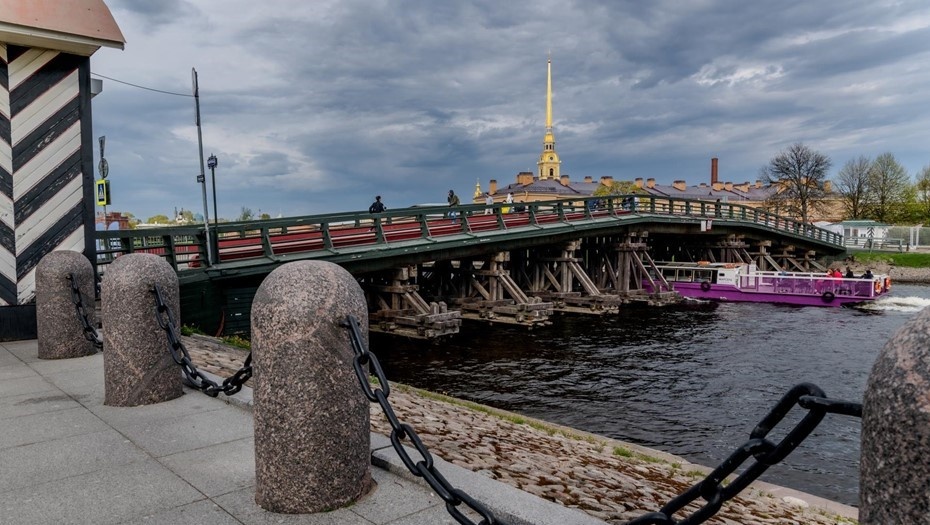    Кронверкский мост на фоне Петропавловской крепости. Автор фото: Тихонов Михаил