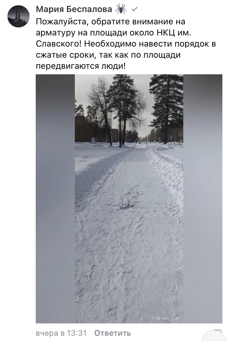 Скриншот комментария из социальной сети "ВКонтакте".