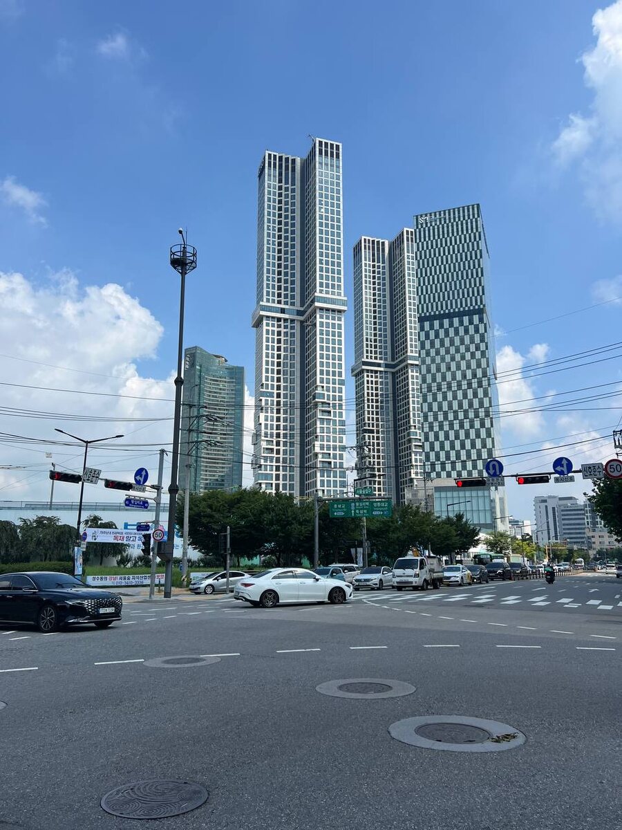 В мескольуих сотнях метров от парка высотные дома Сеул Южная Корея