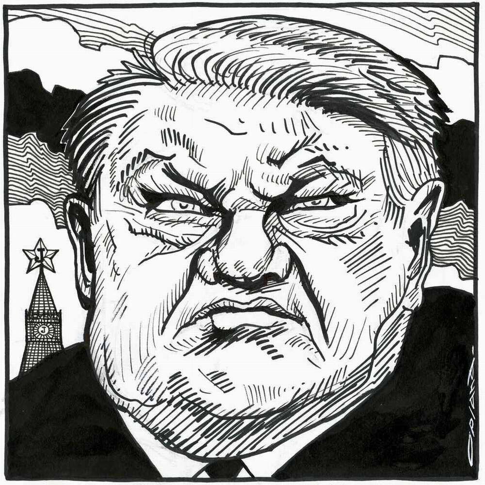 Борис Ельцин. Карикатура из нидерландского журнала. 