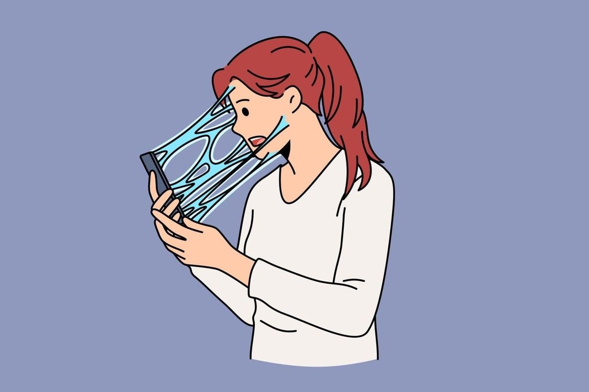 Правообладатель: https://www.vecteezy.com/vector-art/13707944-addiction-to-internet-and-phone-concept-young-stressed-woman-cartoon-character-standing-feeling-connected-to-screen-phone-with-liquid-vector-illustration