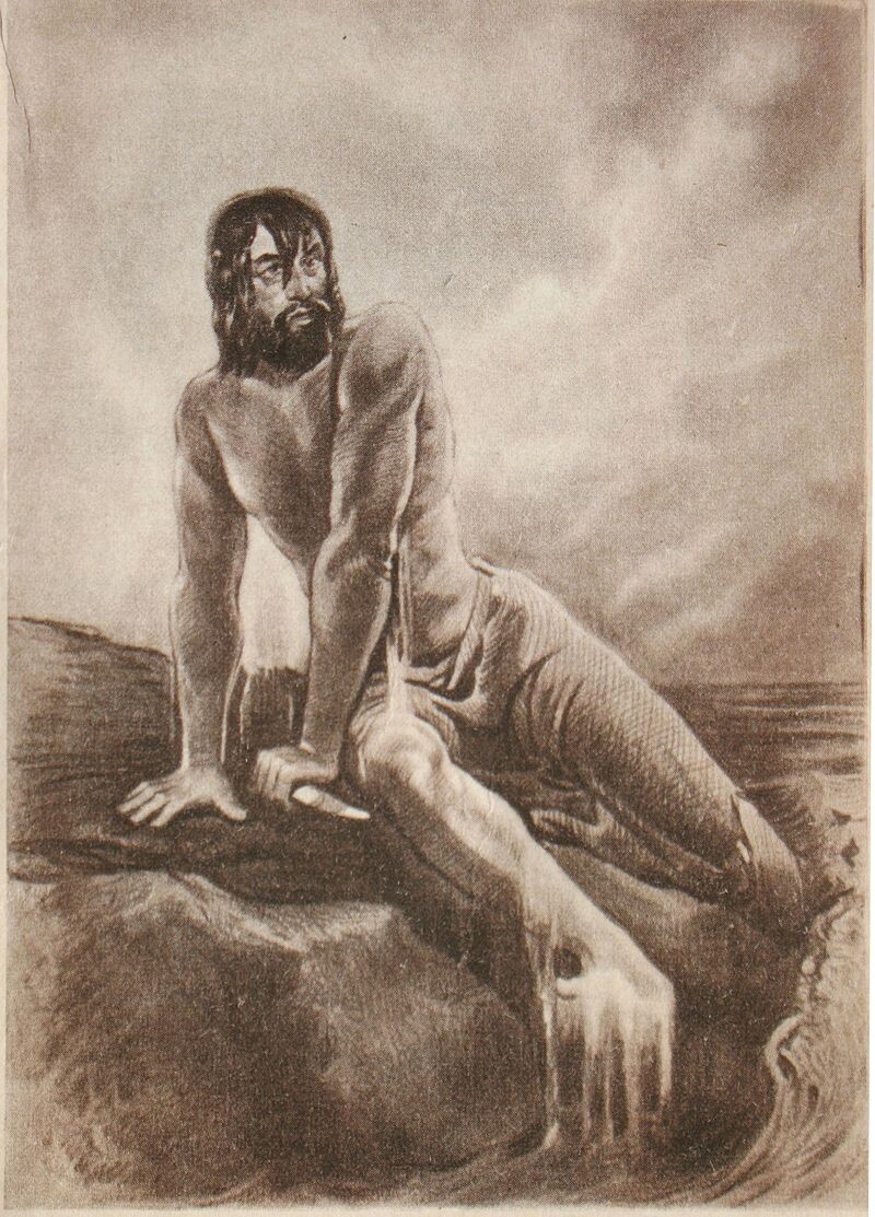 Эдмон Дантес после побега из замка Иф. (Иллюстратор: Поль Гаварни, 1846)