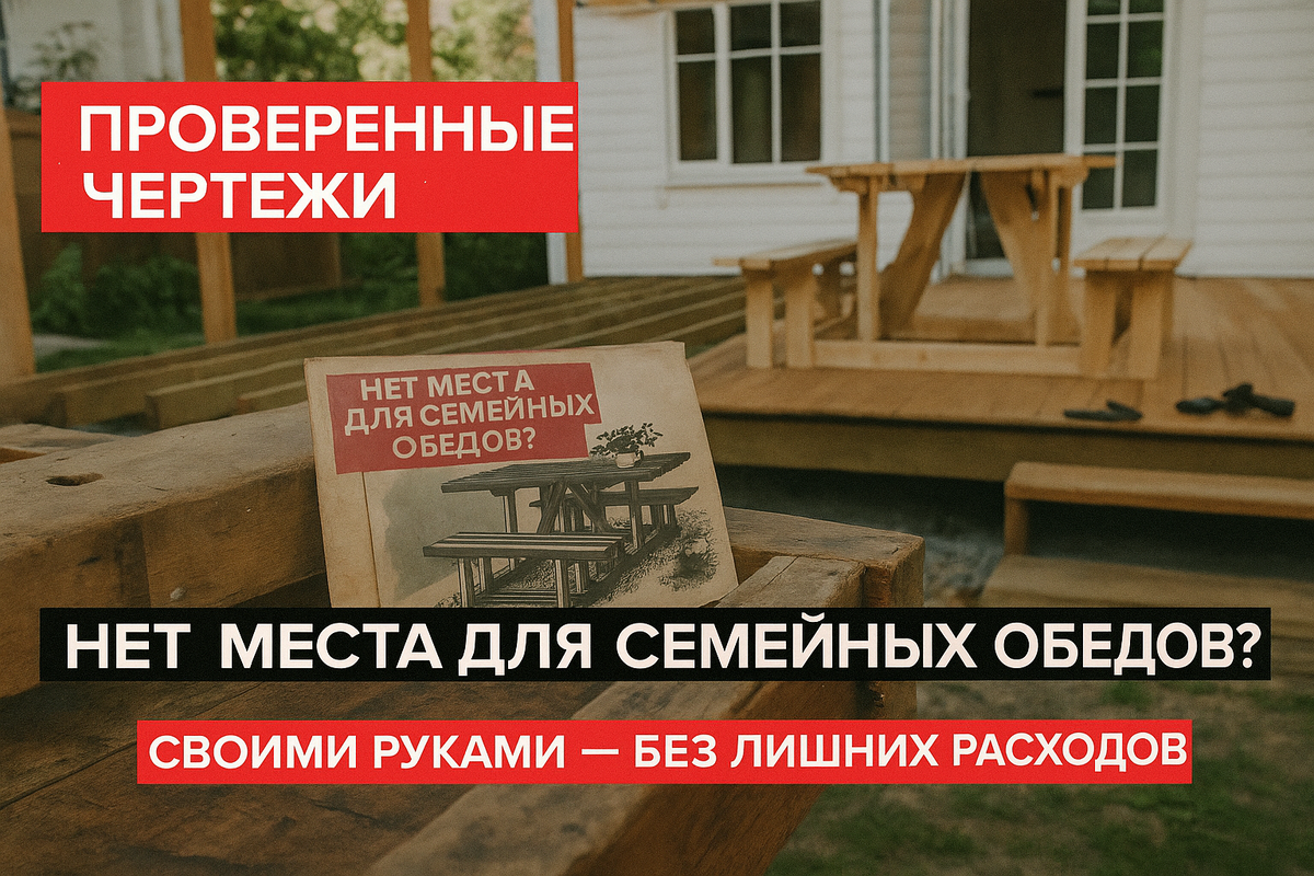 уличный стол с лавками для дачи по чертежам