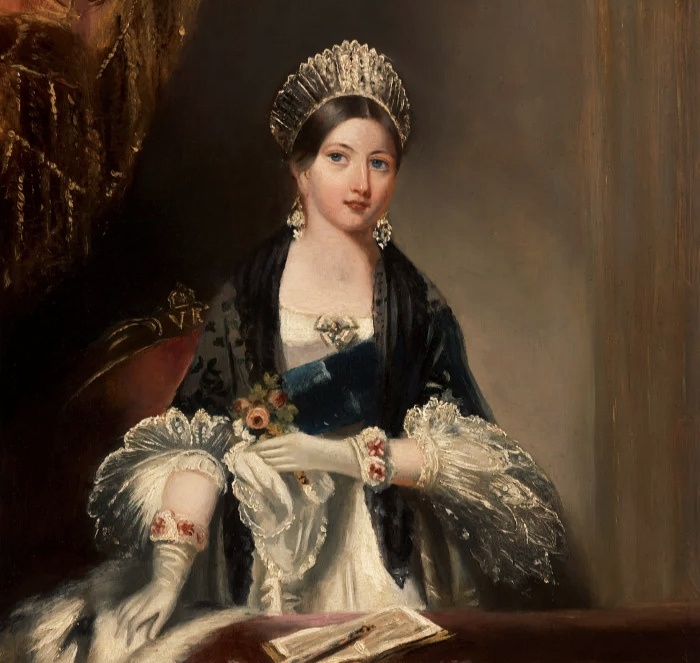 Королева Виктория с портбукетом в руке. Эдмунд Томас Пэррис, 1837 г.