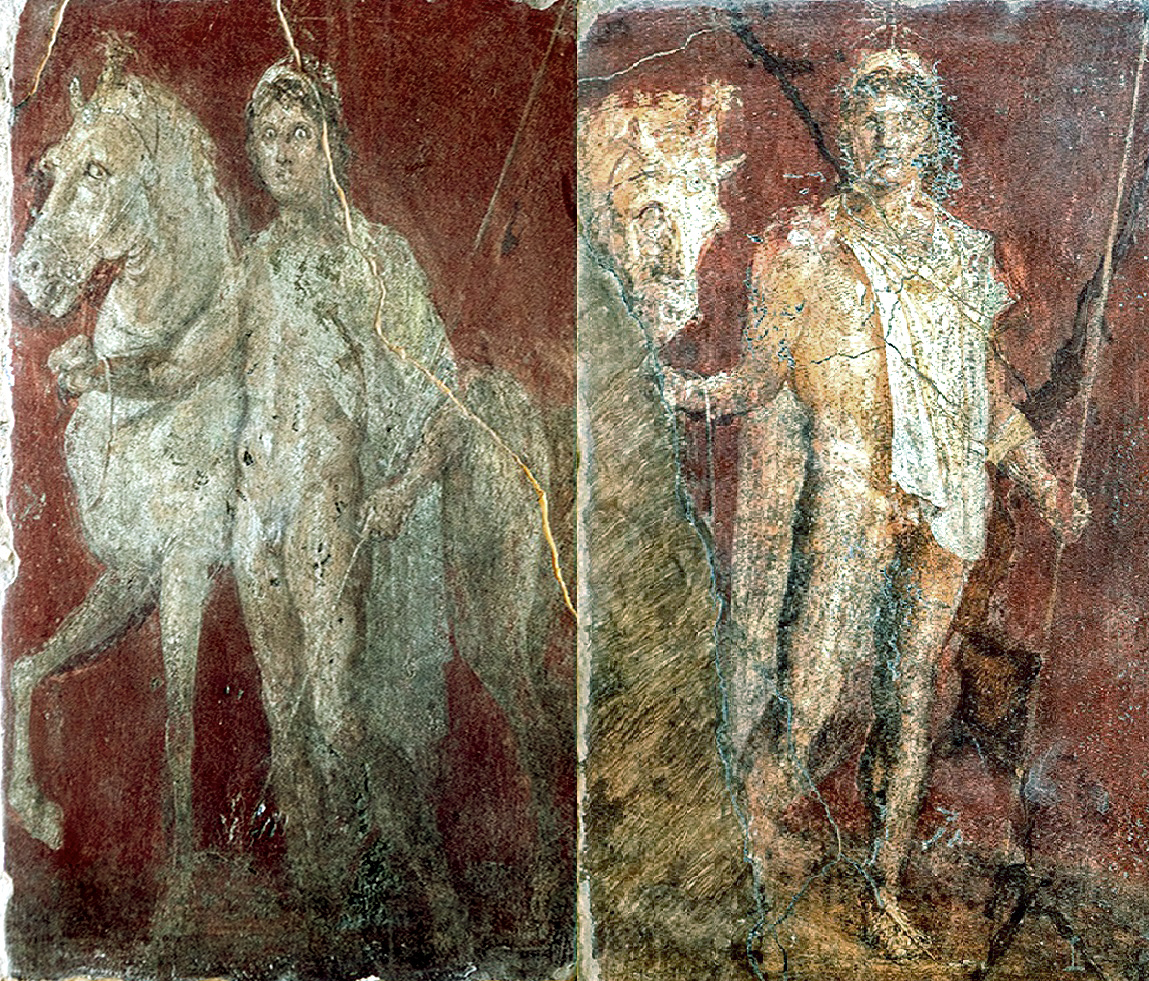 «Диоскуры», фреска из Помпеев, I век н.э. Археологический музей, Неаполь