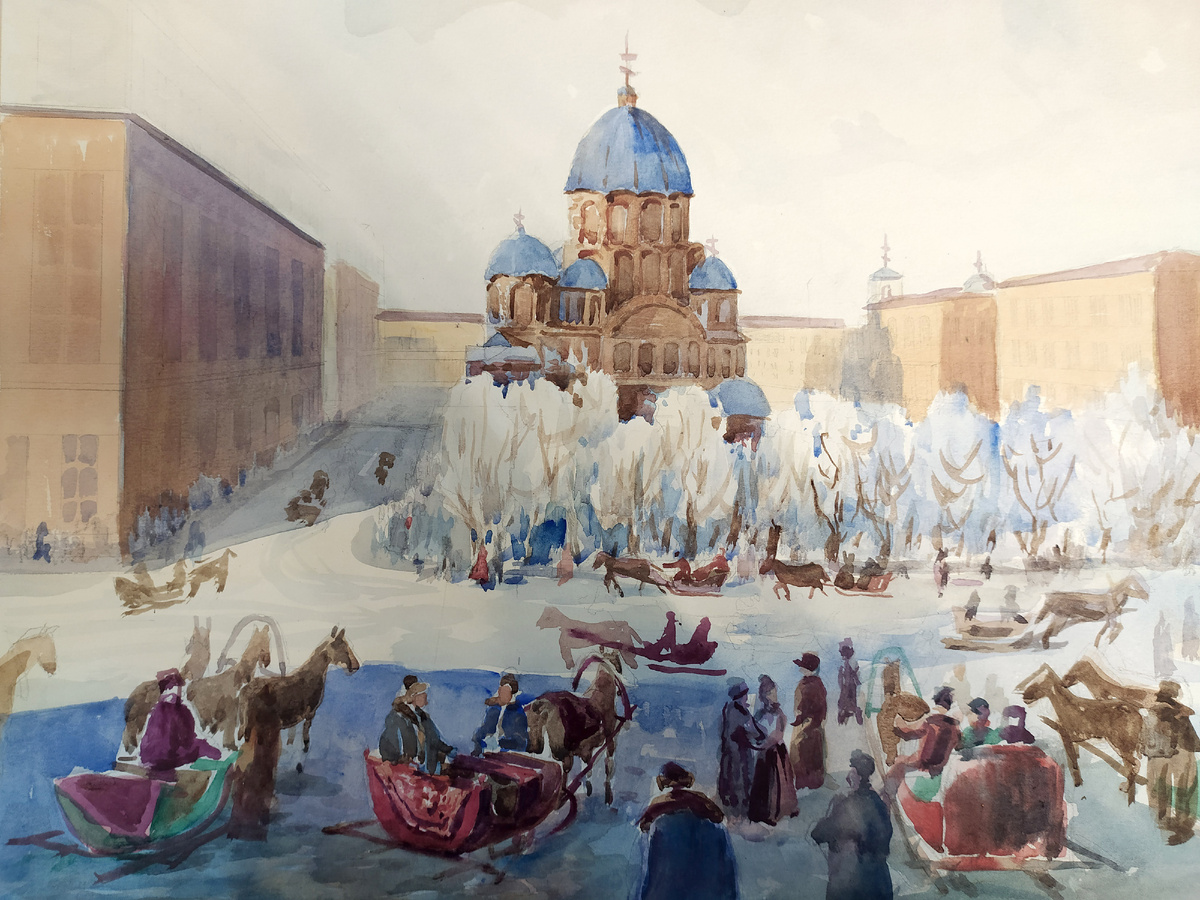 Л. Крылов. «Старый Царицын» (эскиз)