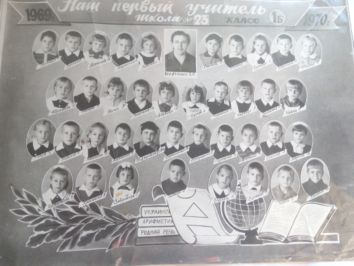 Наш первый класс и первый учитель . Многим из ребят делал предсказания уже тогда.
