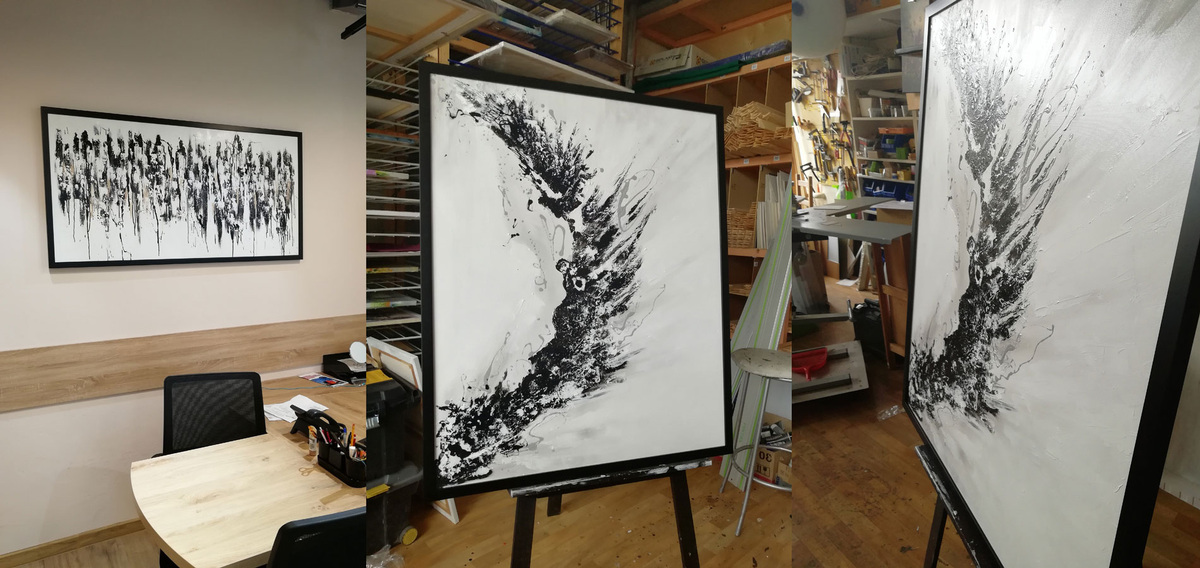 фотографии из архива автора. Серия абстрактных картин для делового офиса.