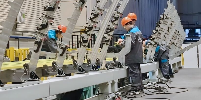 Сборка кессона крыла на авиазаводе в Смоленске