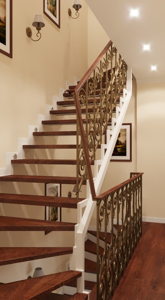 дизайнерское решение ограждения между 2-м и 3-м этажом