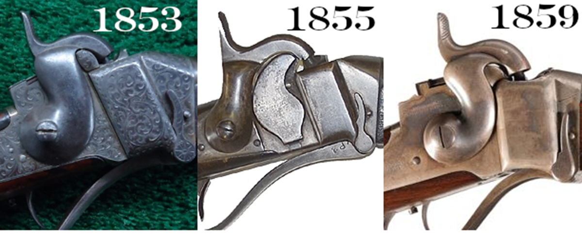 Эволюция замков Шарпса с 1853 по 1859 гг